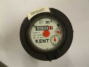 An image of the dial on a Kent water meter